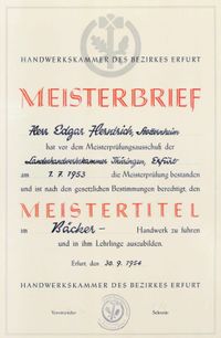 Meisterbrief Edgar Herntrich